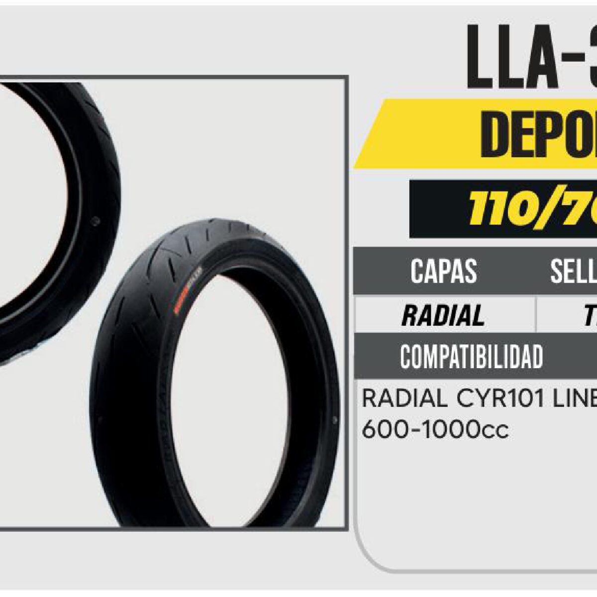 110/70 ZR17 RADIAL CYR101 CALLE NO USA CAMARA (TL) TRASERA