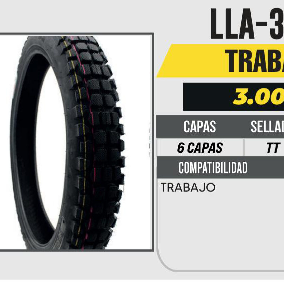 3.00-18 P115 TRABAJO 6PR USA CAMARA (TT) TRASERA