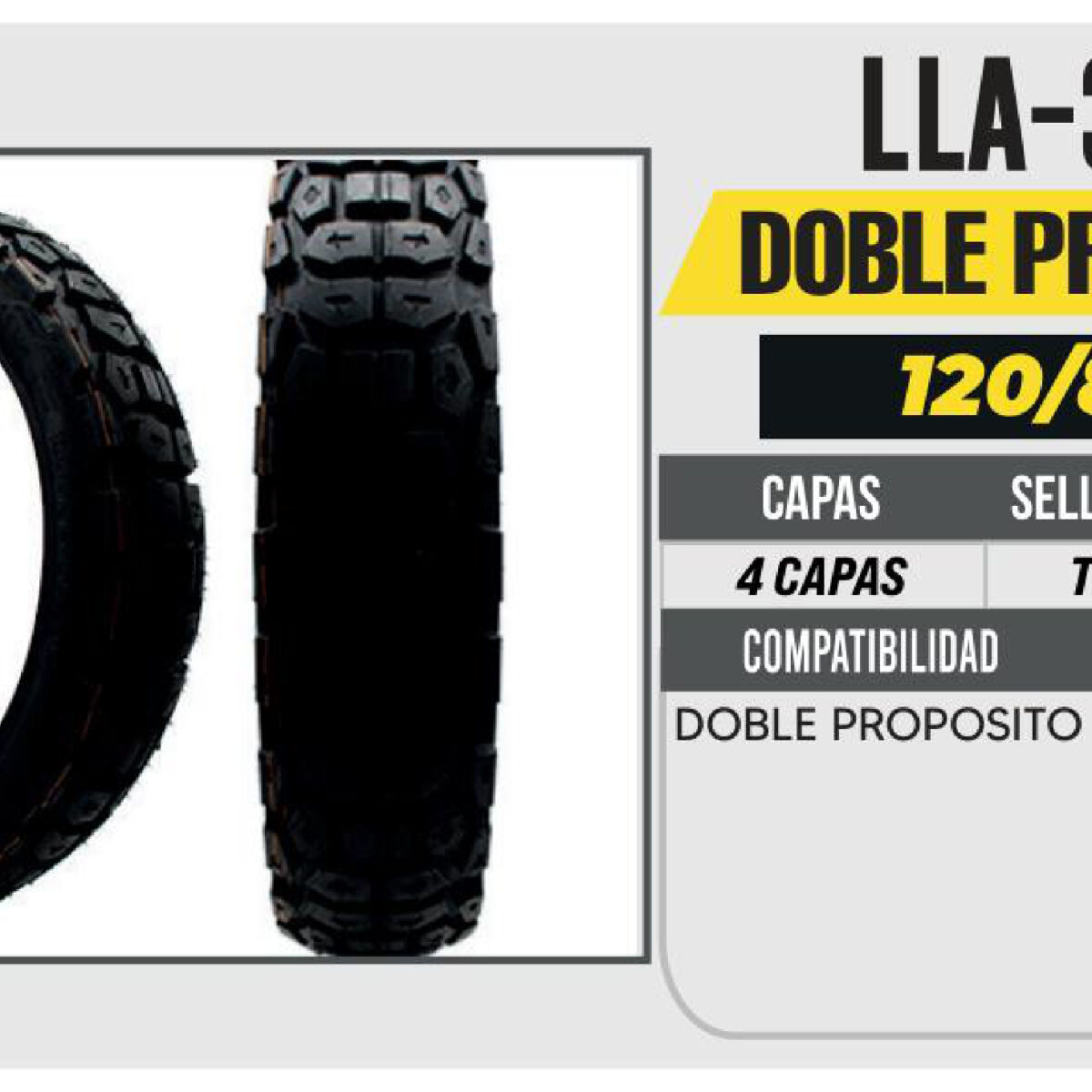 120/80-18 P207 CALLE 4PR NO USA CAMARA (TL) TRASERA