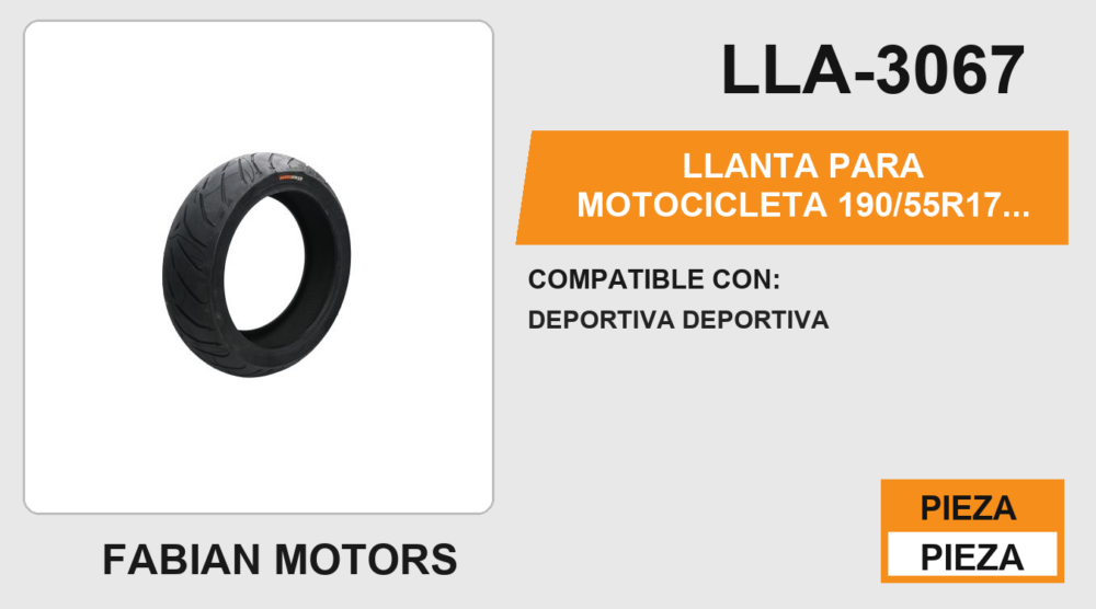 190/55R17 RUDOS BIKER  CYR200 NO USA CAMARA  (TL) TRASERA