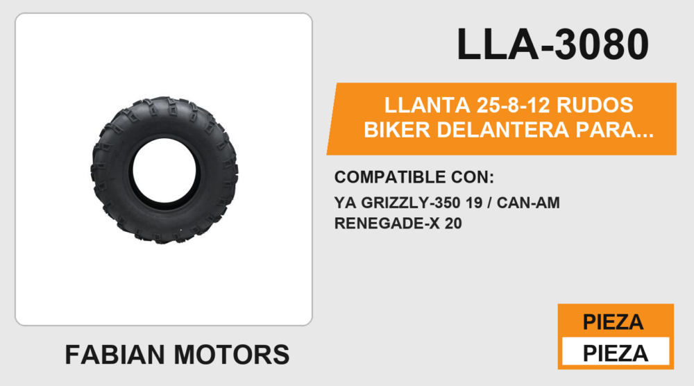 25/8-12 DELANTERA PARA CUATRIMOTO 6PR P427