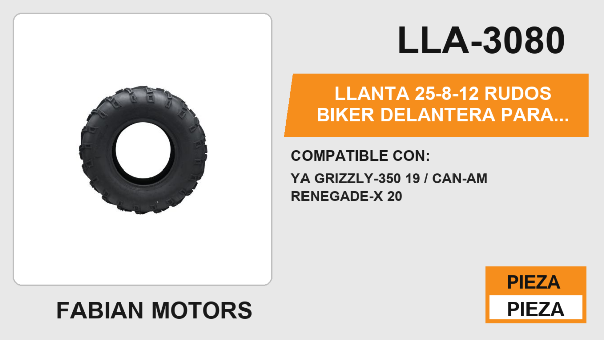 25/8-12 DELANTERA PARA CUATRIMOTO 6PR P427