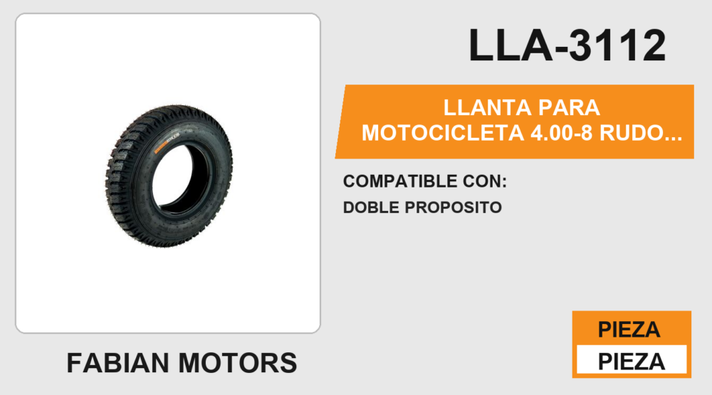 4.00-8 RUDO BIKER P415 8PR TT USA CAMARA