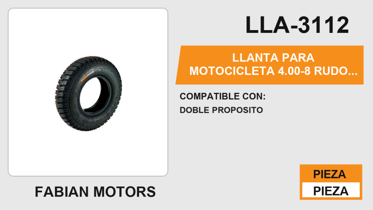 4.00-8 RUDO BIKER P415 8PR TT USA CAMARA
