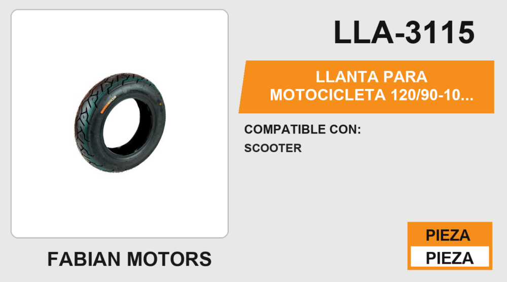 120/90-10 P125 4PR NO USA CAMARA (TL)