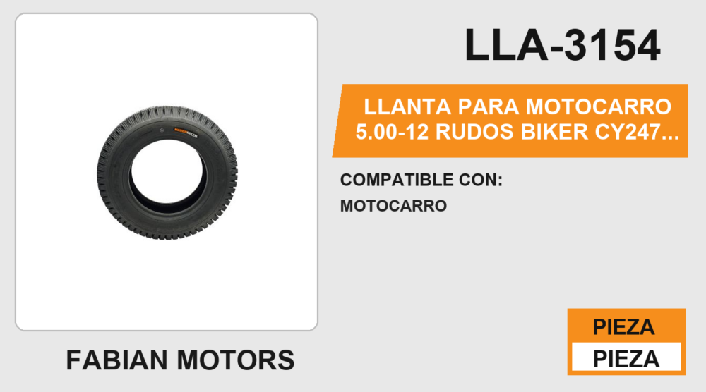 5.00-12 RUDOS BIKER CY247 8PR USA CAMARA (TT)