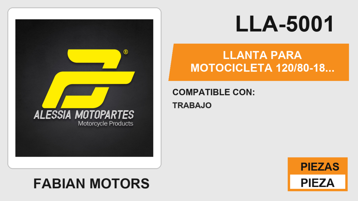LLANTA PARA MOTOCICLETA 120/80-18 KIRUS H923 6PR USA CAMARA TT