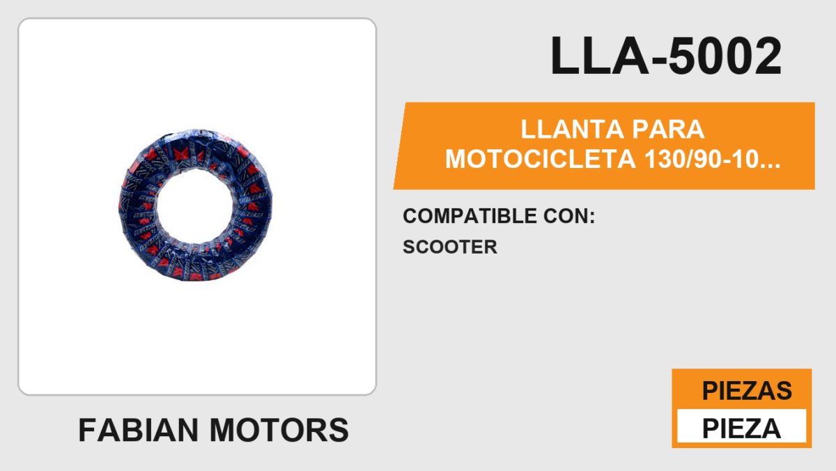 LLANTA PARA MOTOCICLETA 130/90-10 KIRUS C39 6PR NO USA CAMARA TL