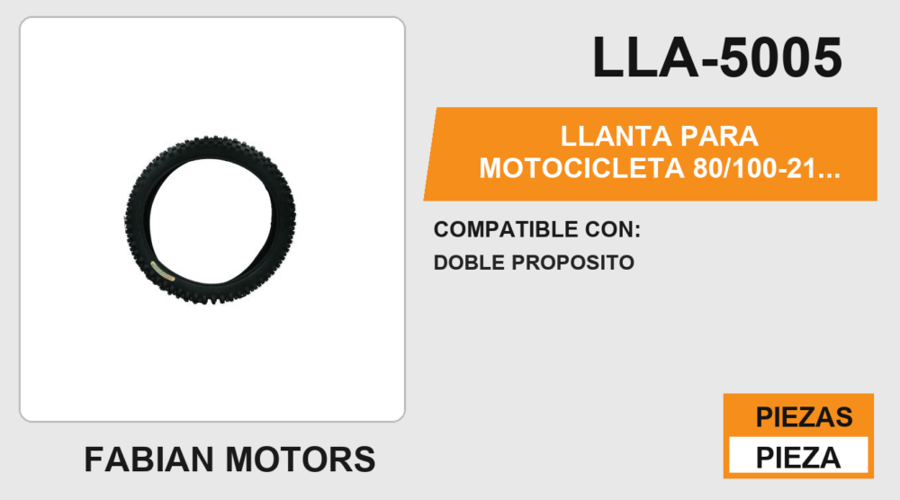LLANTA PARA MOTOCICLETA 80/100-21 KIRUS C38 6PR USA CAMARA TT