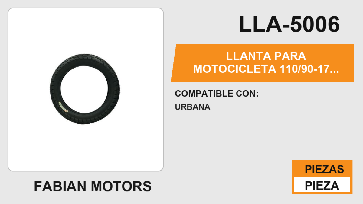 LLANTA PARA MOTOCICLETA 110/90-17 KIRUS C39 6PR USA CAMARA TT
