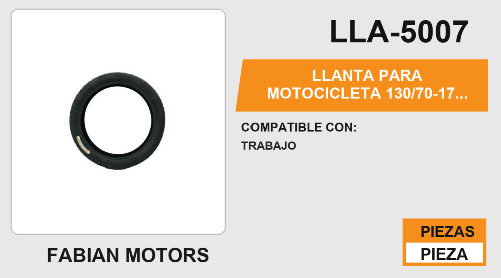 LLANTA PARA MOTOCICLETA 130/70-17 KIRUS S150 6PR NO USA CAMARA TL