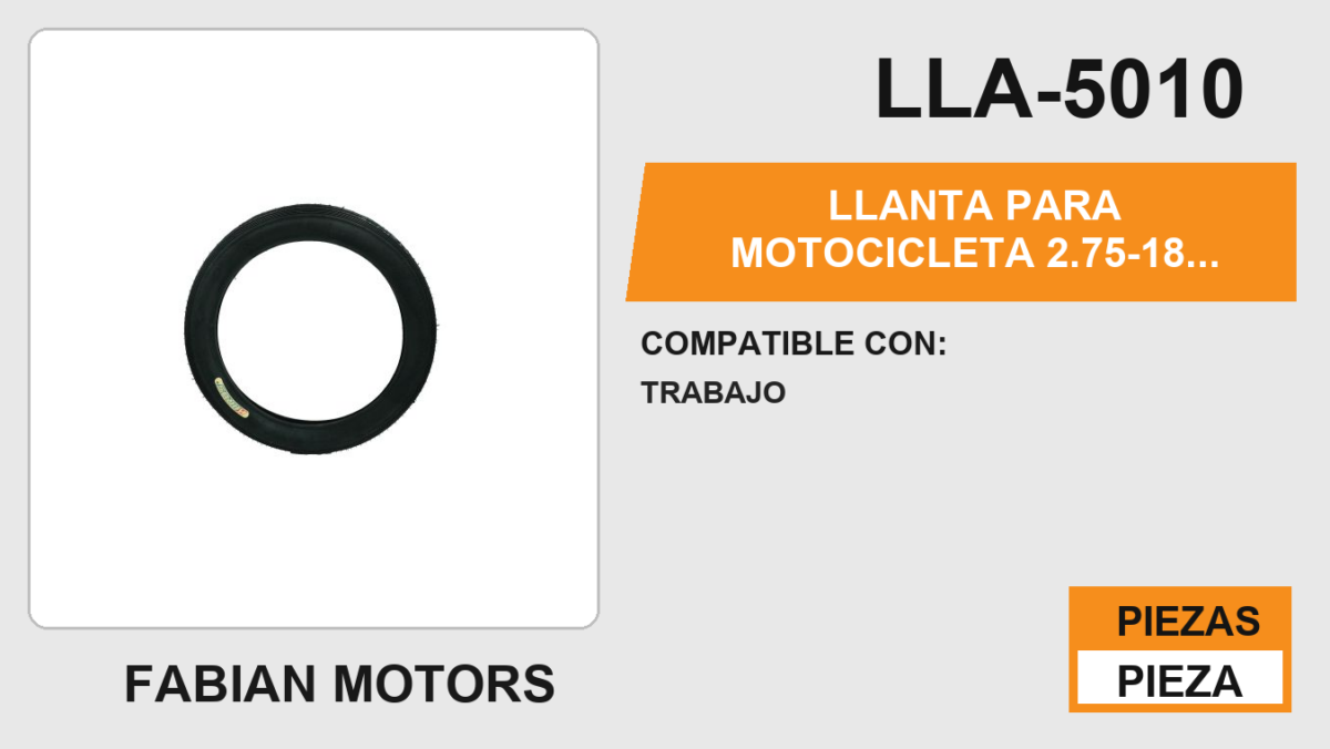 LLANTA PARA MOTOCICLETA 2.75-18 KIRUS T01 6PR USA CAMARA TT
