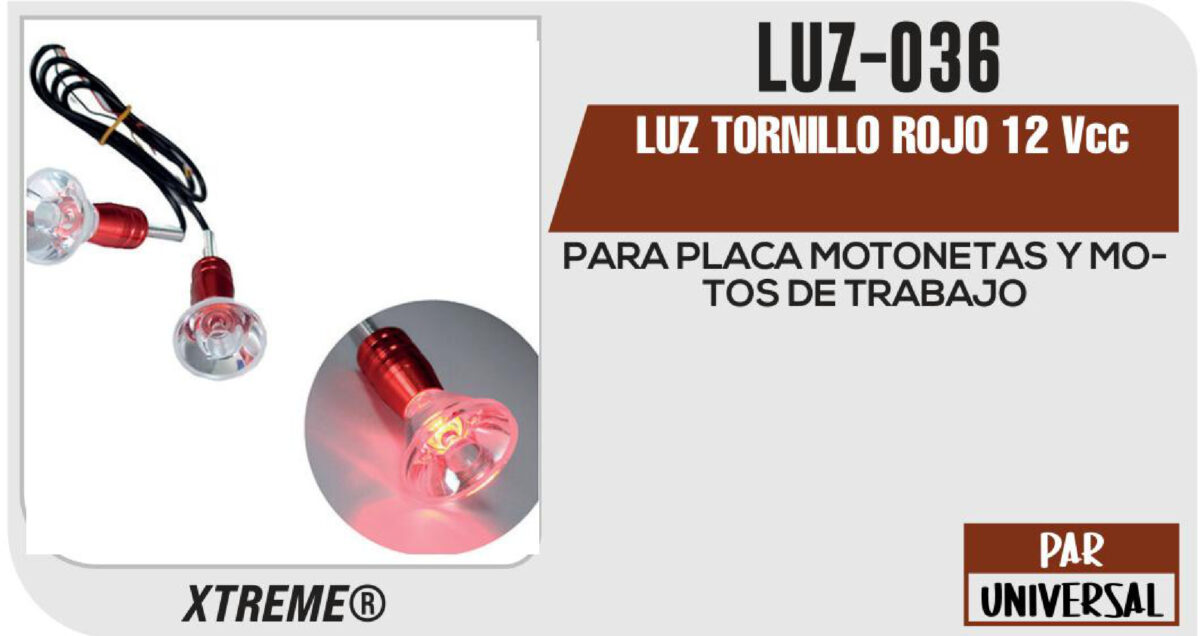 LUZ TORNILLO ROJO 12Vcc
