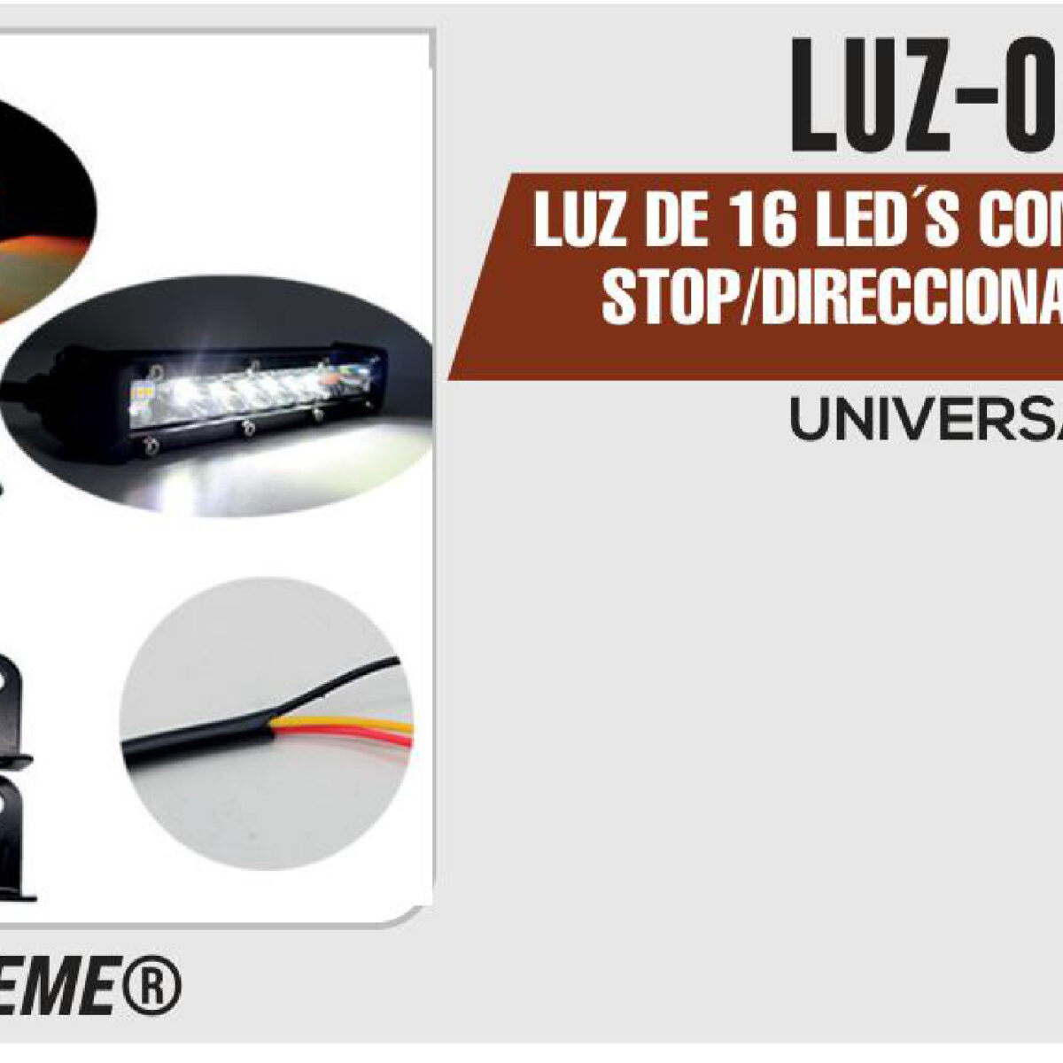 LUZ DE 16 LED´S CON 3 FUNCIONES STOP/DIRECCIONALES DER-IZQ
