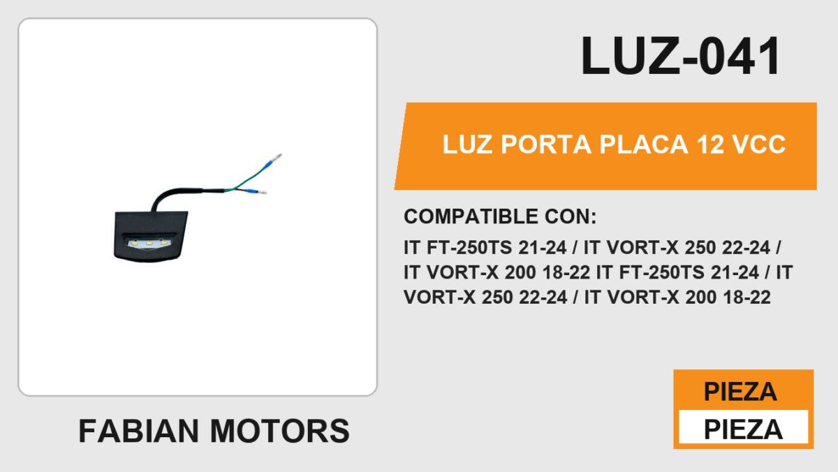 LUZ PORTA PLACA 12Vcc