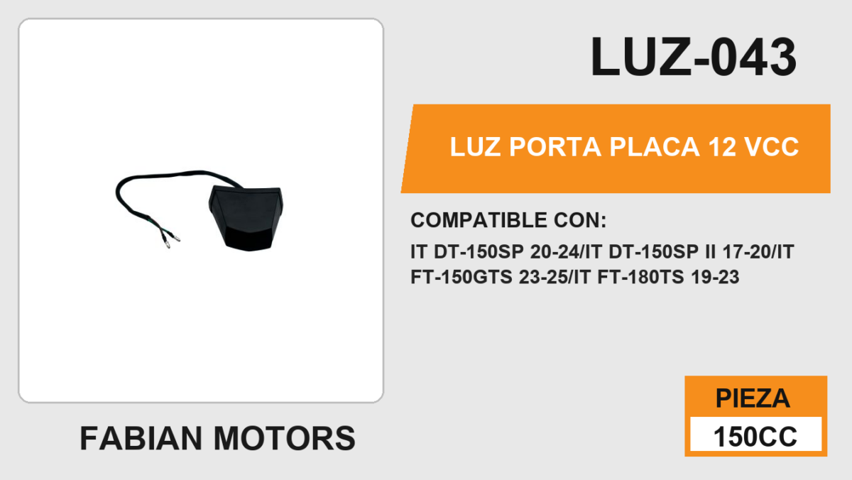 LUZ PORTA PLACA 12Vcc
