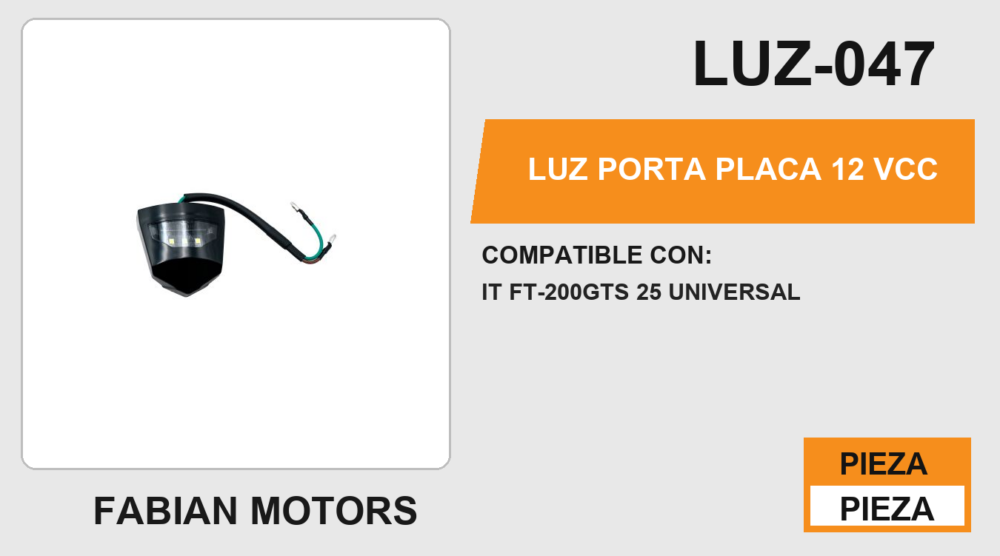 LUZ PORTA PLACA 12 Vcc