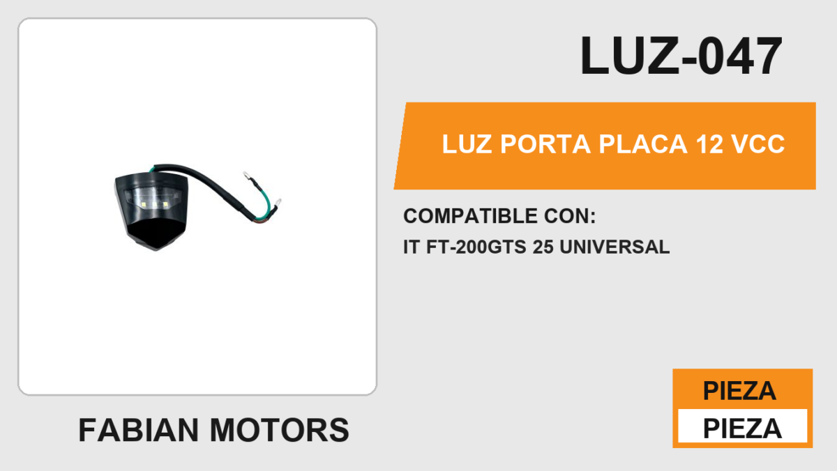 LUZ PORTA PLACA 12 Vcc