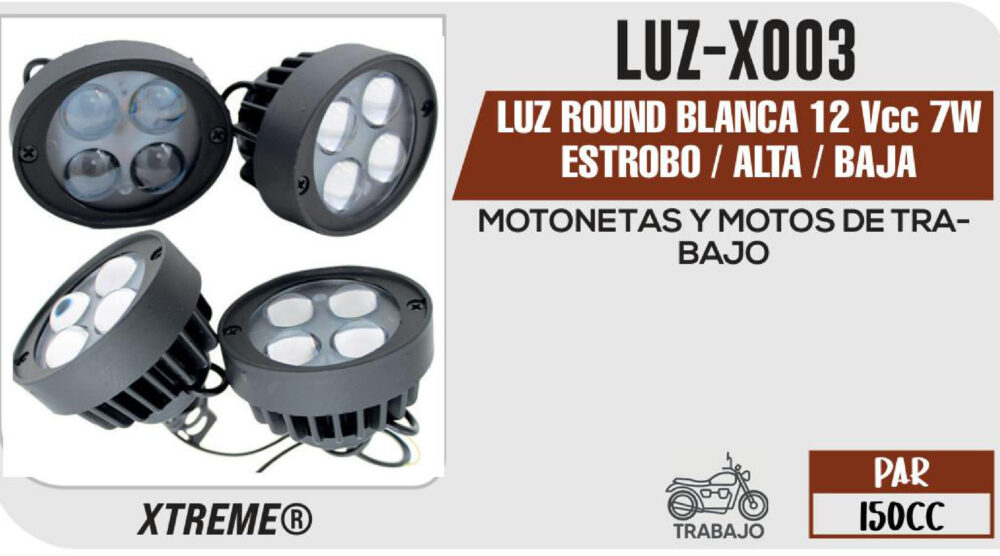 LUZ ROUND BLANCA 12Vcc 7W ESTROBO / ALTA / BAJA
