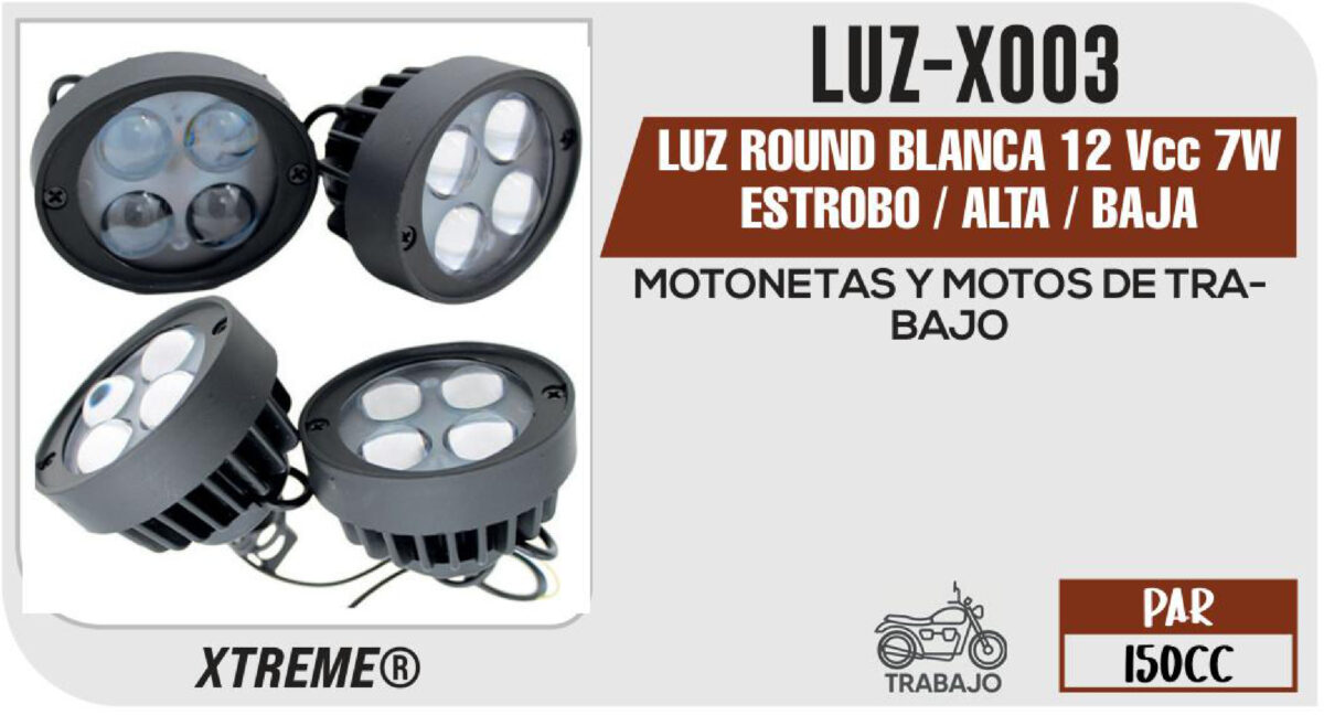 LUZ ROUND BLANCA 12Vcc 7W ESTROBO / ALTA / BAJA