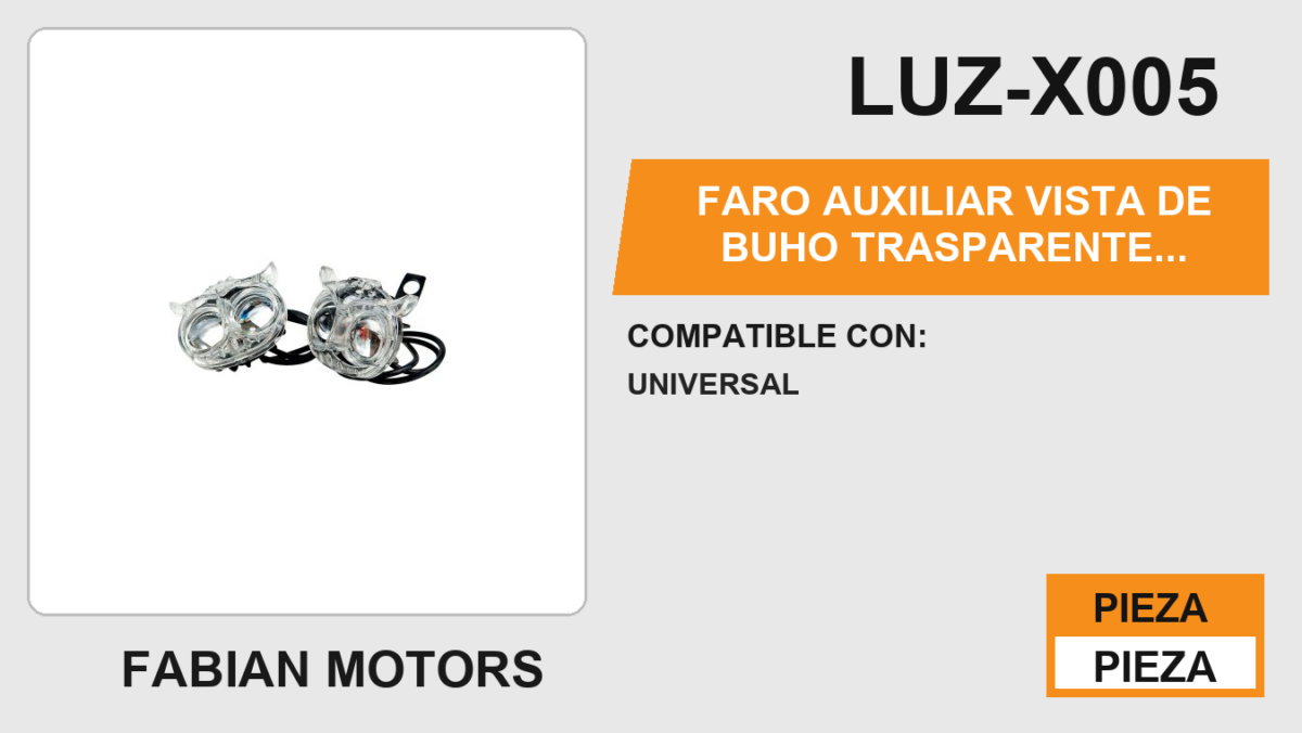 FARO AUXILIAR VISTA DE BUHO TRASPARENTE 12VCC