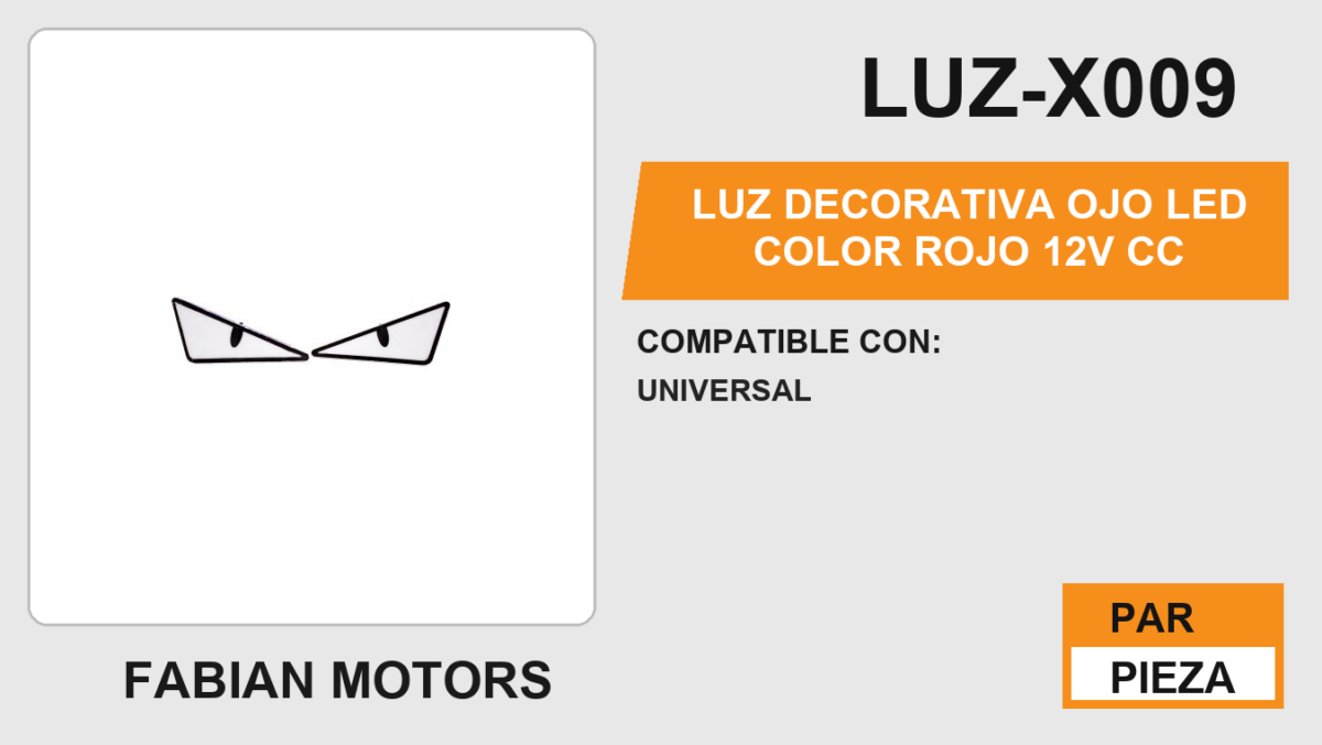 LUZ DECORATIVA OJO LED COLOR ROJO 12V cc
