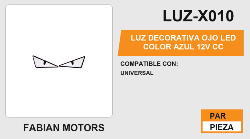 LUZ DECORATIVA OJO LED COLOR AZUL 12V cc