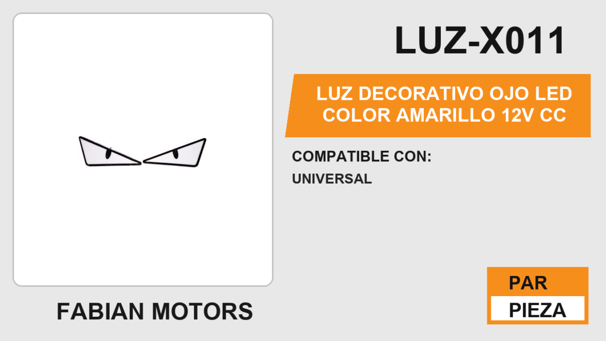 LUZ DECORATIVO OJO LED COLOR AMARILLO 12V cc