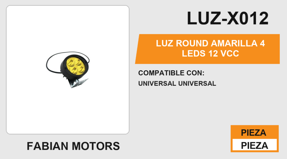 LUZ ROUND AMARILLA 4 LEDS 12Vcc