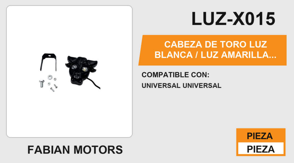 CABEZA DE TORO LUZ BLANCA / LUZ AMARILLA/ STROBO 12Vcc