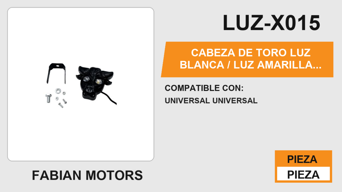 CABEZA DE TORO LUZ BLANCA / LUZ AMARILLA/ STROBO 12Vcc