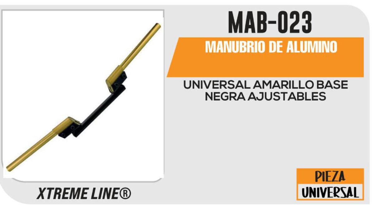 MANUBRIO DE ALUMINO AMARILLO BASE NEGRA AJUSTABLES