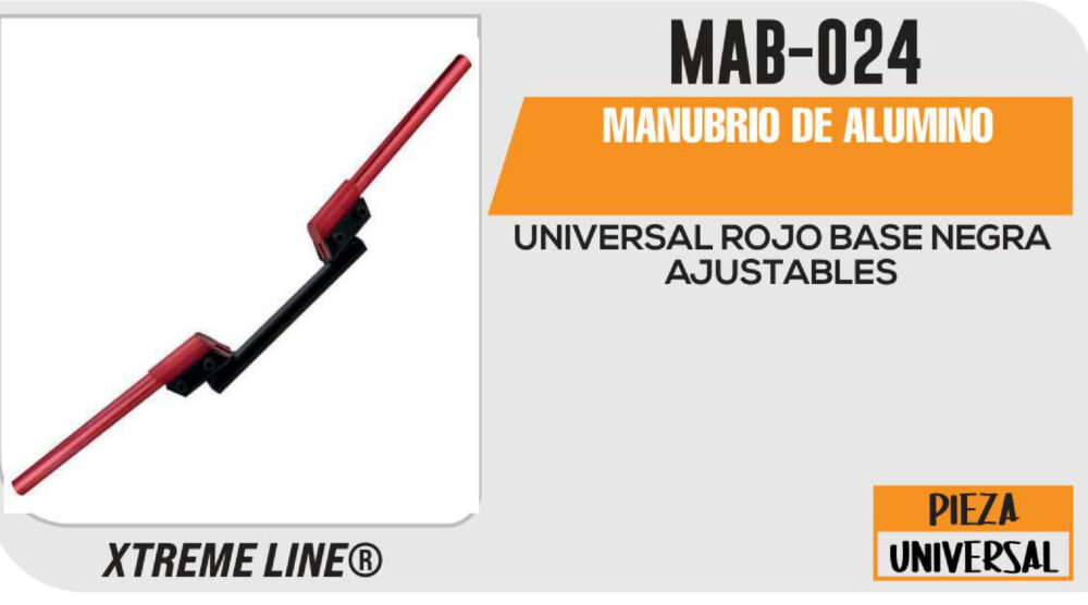 MANUBRIO DE ALUMINO ROJO BASE NEGRA AJUSTABLES