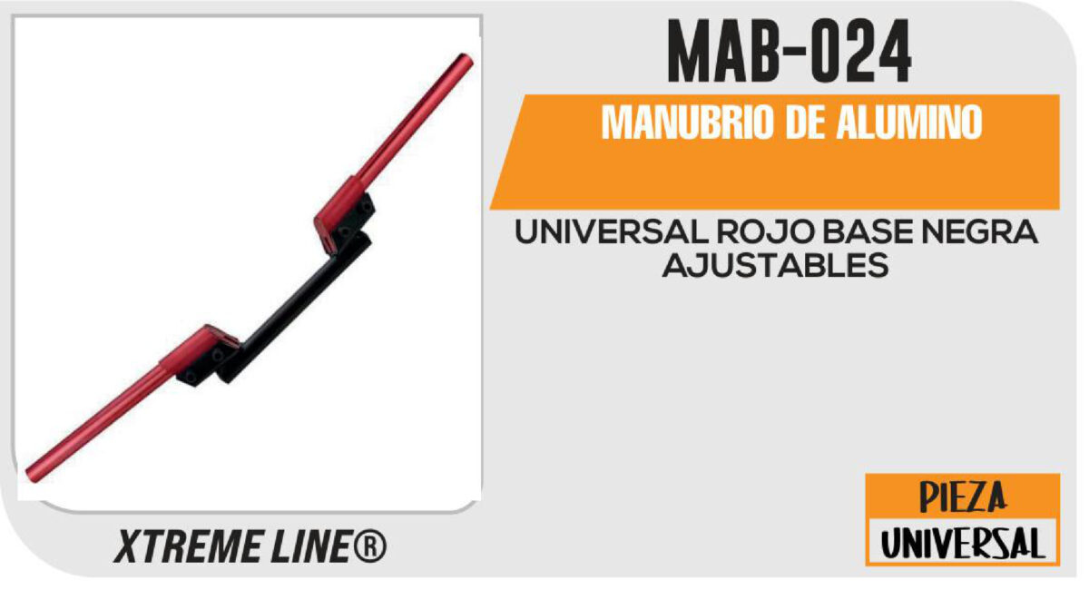 MANUBRIO DE ALUMINO ROJO BASE NEGRA AJUSTABLES