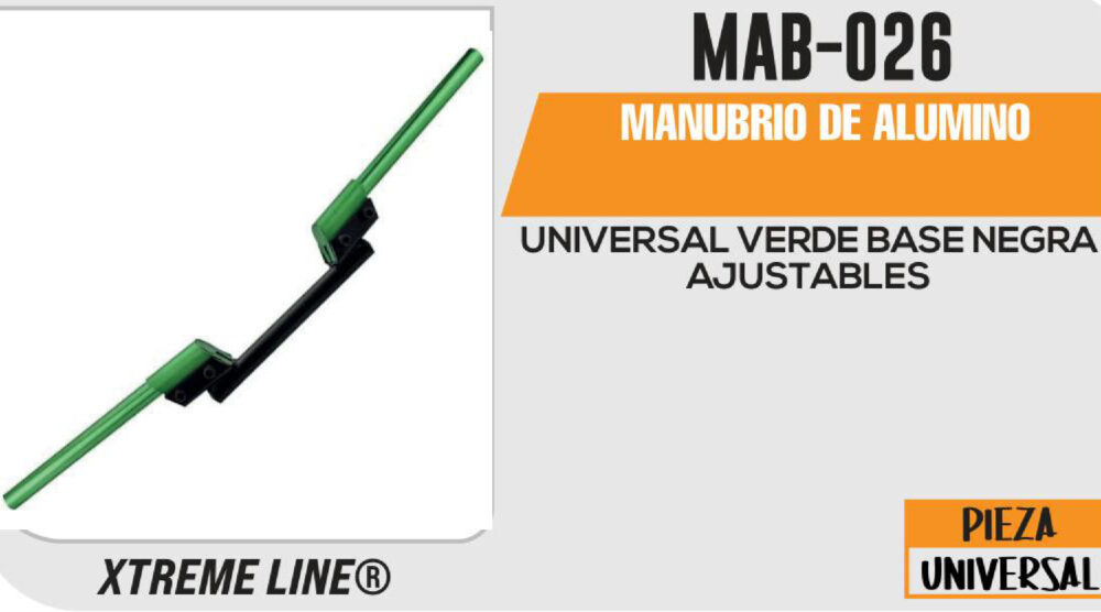 MANUBRIO DE ALUMINO VERDE BASE NEGRA AJUSTABLES
