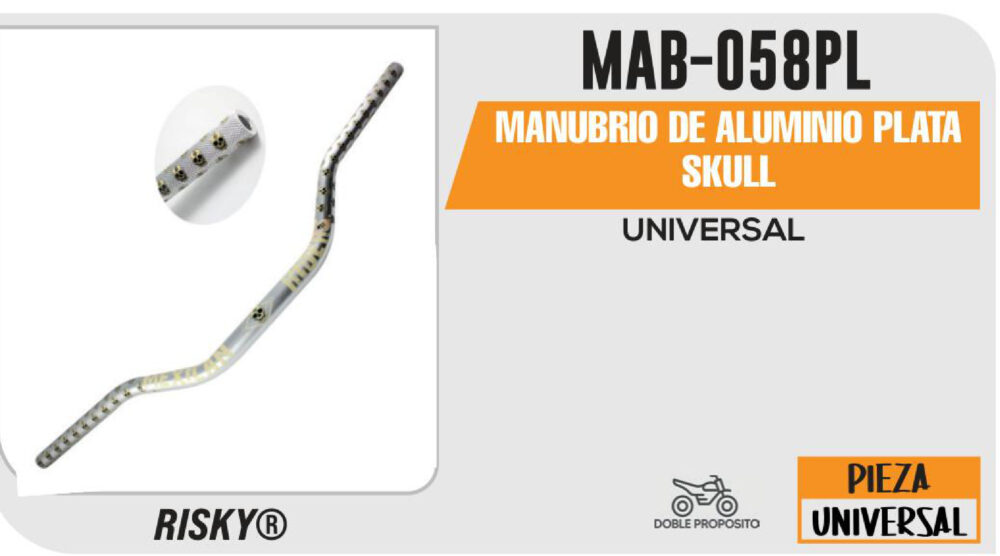 MANUBRIO DE ALUMINIO PLATA SKULL