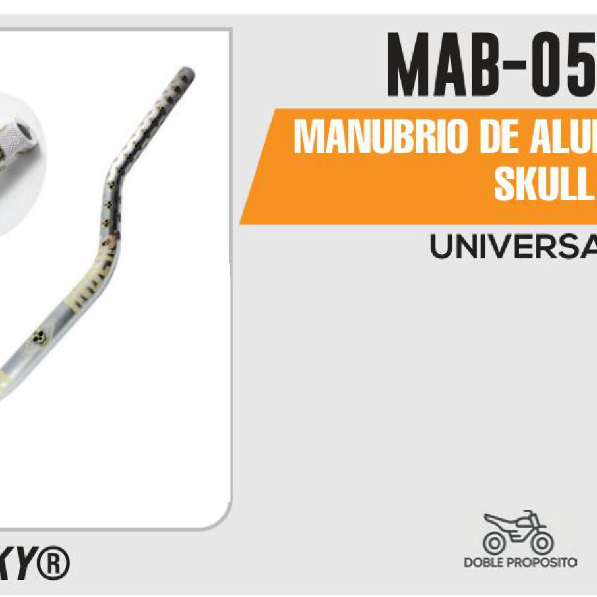 MANUBRIO DE ALUMINIO PLATA SKULL
