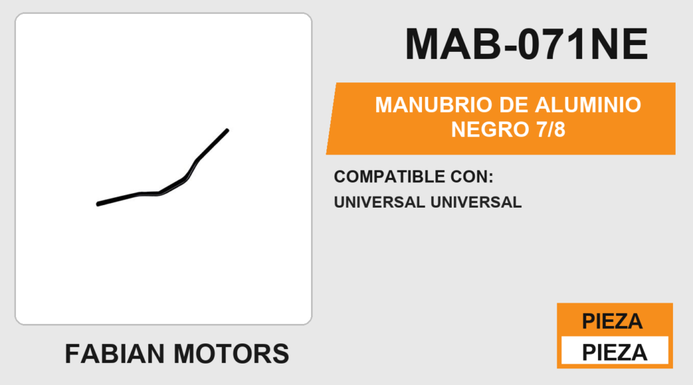MANUBRIO DE ALUMINIO 1 PULGADA BASE; 7/8 EN PUÑOS