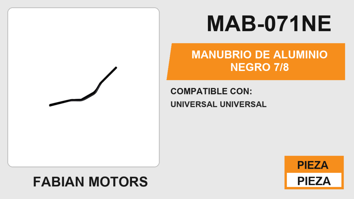 MANUBRIO DE ALUMINIO 1 PULGADA BASE; 7/8 EN PUÑOS
