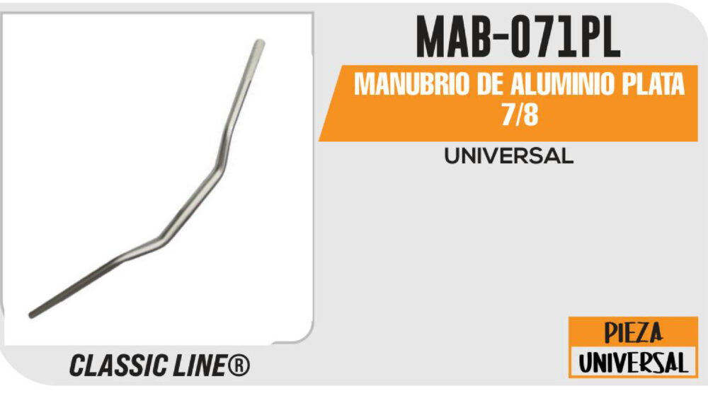 MANUBRIO DE ALUMINIO PLATA 7/8