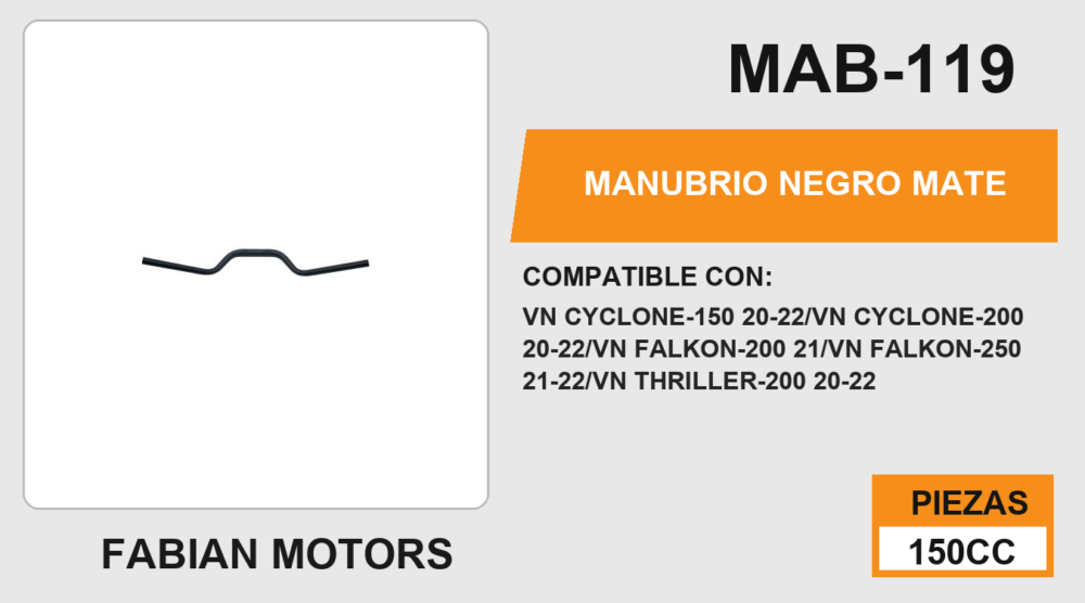 MANUBRIO NEGRO MATE