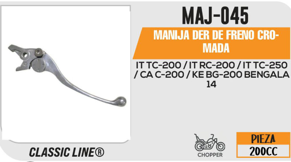 MANIJA DERECHA DE FRENO CROMADA