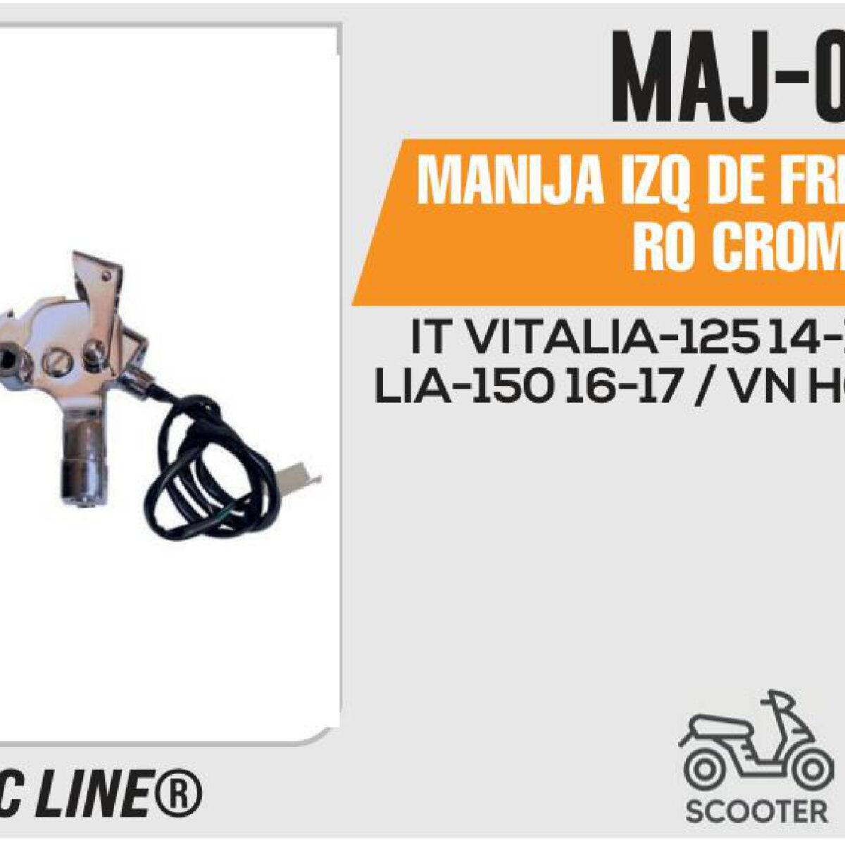 MANIJA IZQUIERDA DE FRENO TRASERO COMPLETA CROMADA