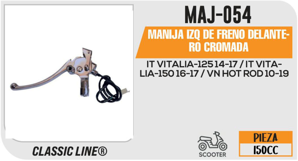 MANIJA IZQUIERDA DE FRENO TRASERO COMPLETA CROMADA