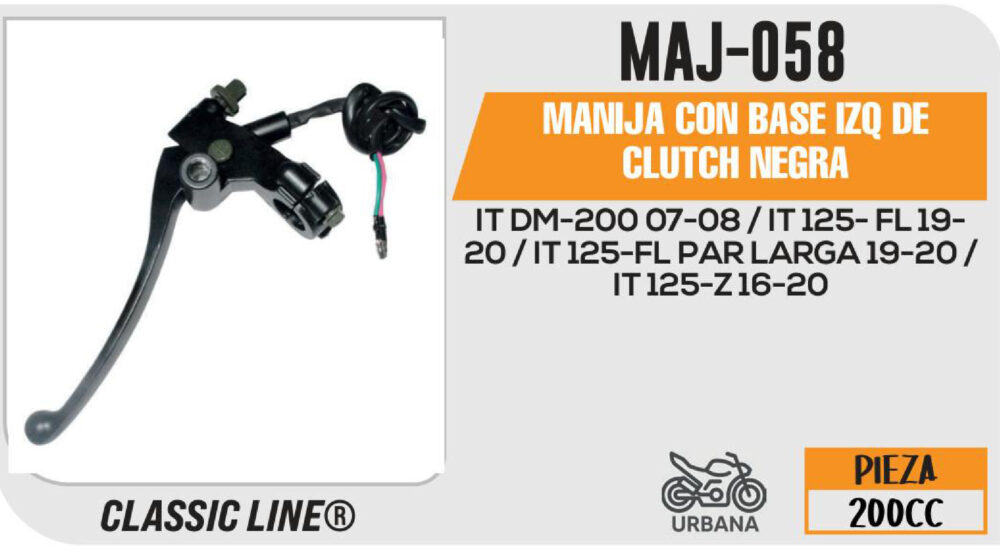 MANIJA IZQUIERDA DE CLUTCH COMPLETA NEGRA