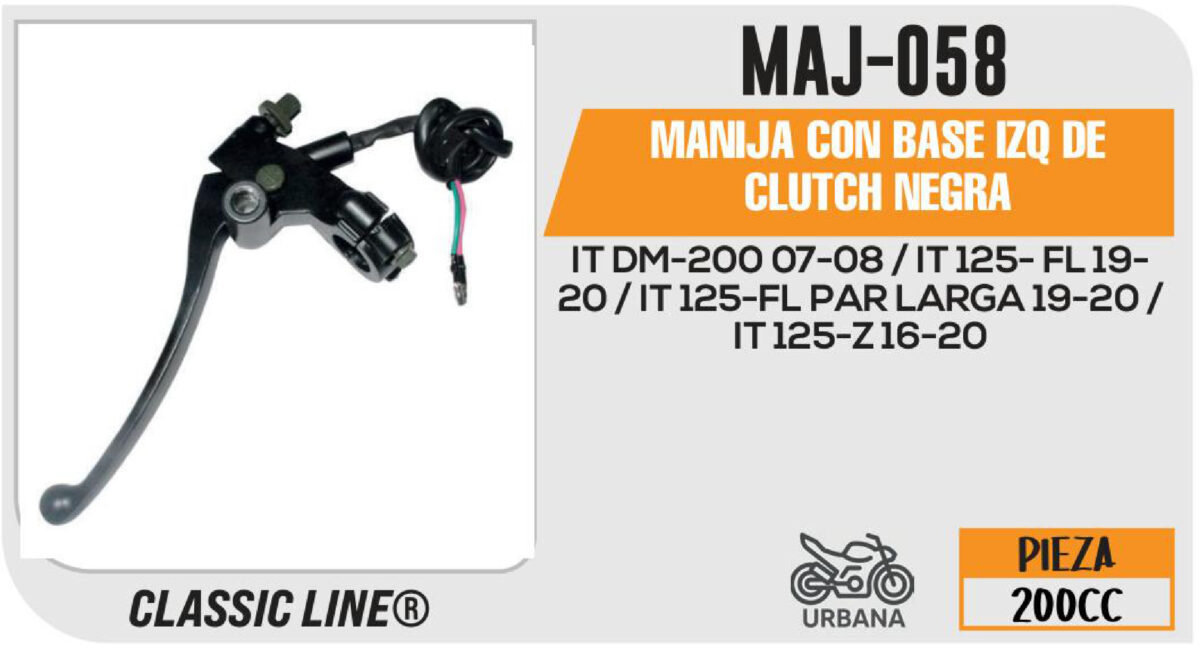 MANIJA IZQUIERDA DE CLUTCH COMPLETA NEGRA
