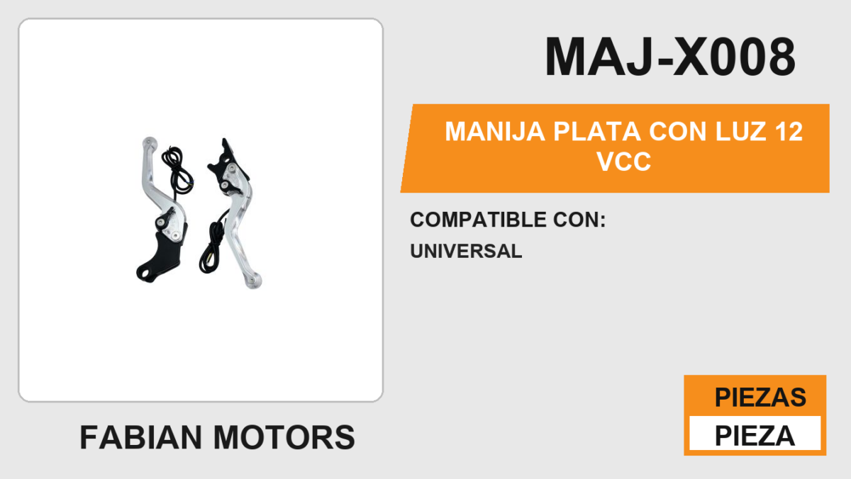 MANIJA PLATA CON LUZ 12 Vcc