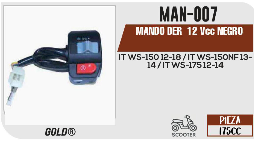 MANDO DERECHO 12Vcc