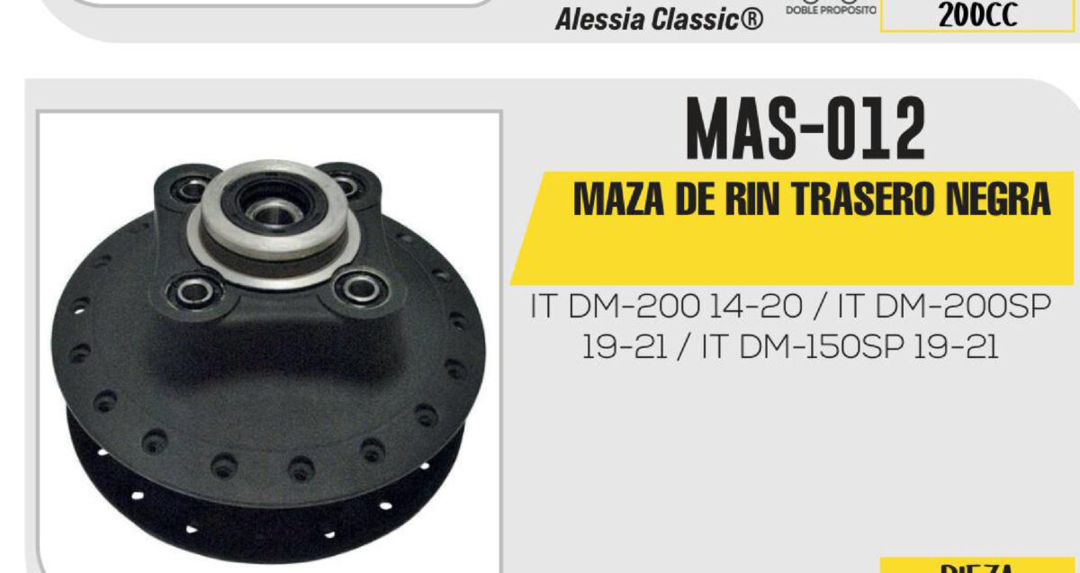 MAZA DE RIN TRASERO NEGRA