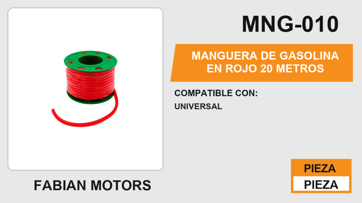 MANGUERA DE GASOLINA EN ROJO 20 METROS UNIVERSAL